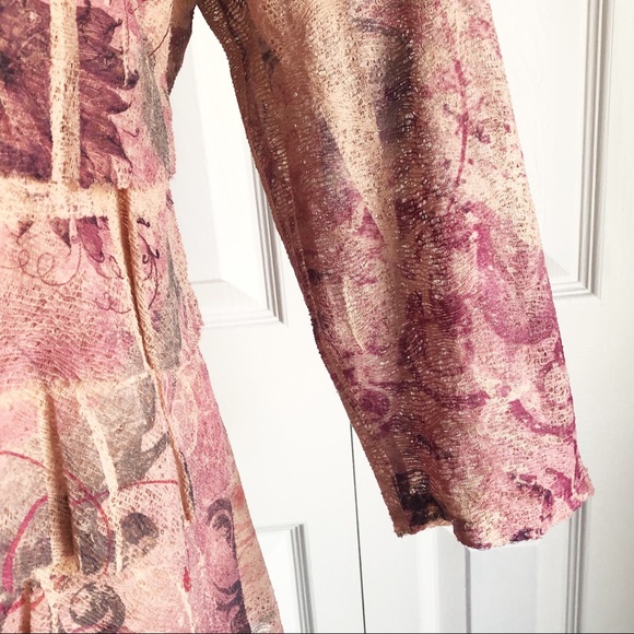 Coldwater Creek Abstract Pink Print Tiered Ruffle Top Large - Picture 8 of 15